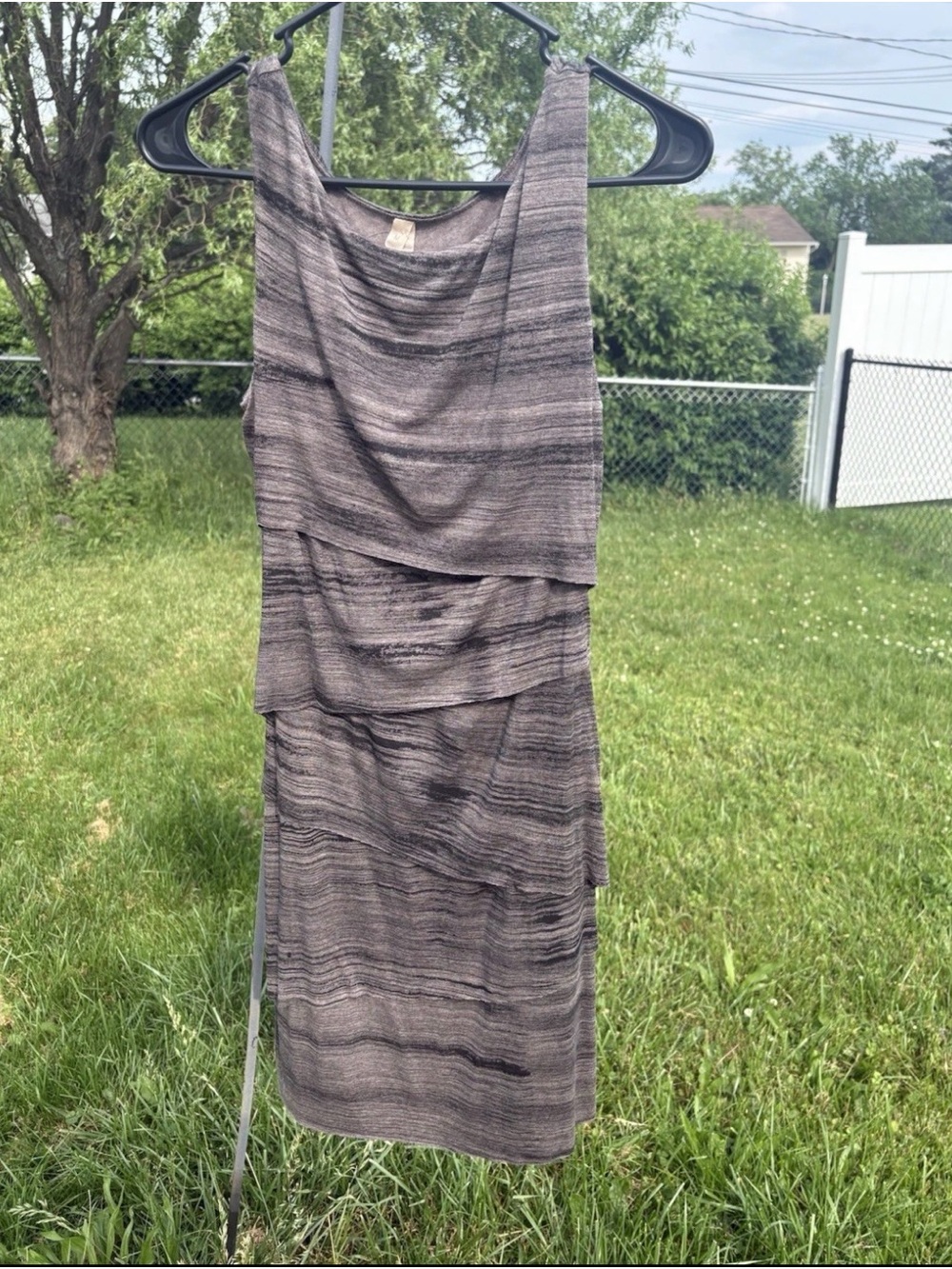 Sleeveless Layered Midi Dress in Heathered Taupe